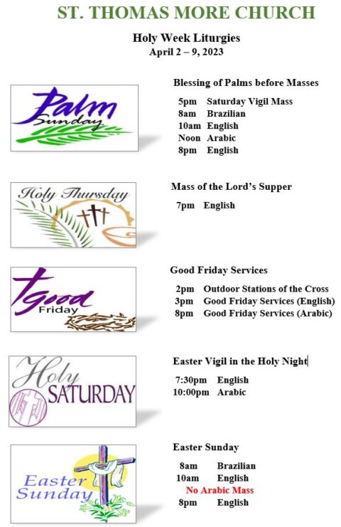 Holy Week Mass Schedule | St. Thomas More Church